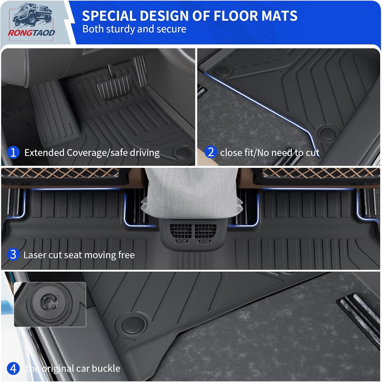 Rongtaod Floor Mats Compatible with 2024 2025 2026 Chevrolet Traverse 8 Seats (NOT for Limited) Sub Trunk Mat Lower Cargo Mat Cargo Liner Back Seat Cover Chevy Traverse Accessories (Set of 10)