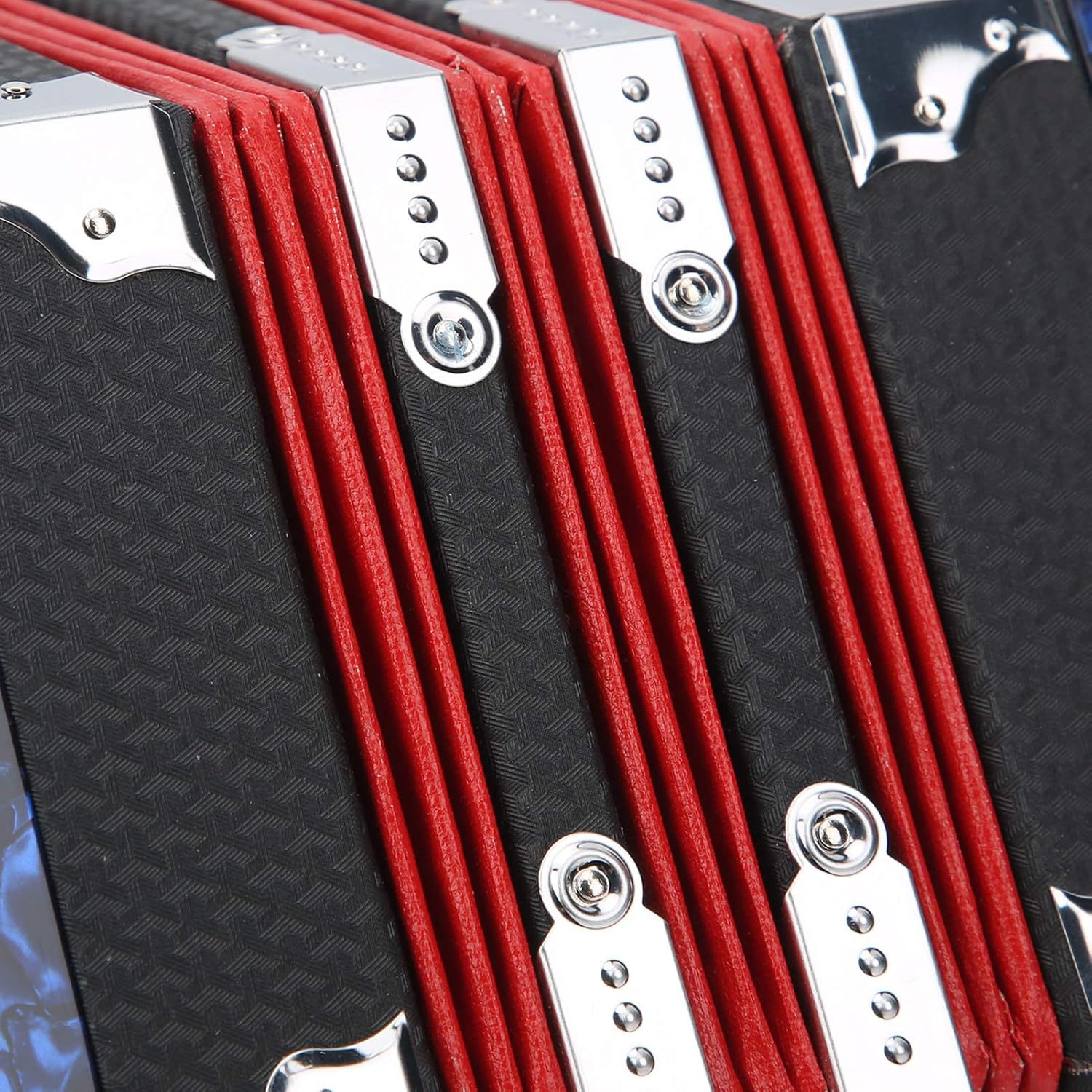 Qqmora Concertina Accordion Professional Portable Musical Instrument with Carrying Bag for Adults Beginners Students Performance Solid Wood Leather Celluloid Coating 18x17x17cm (Blue #13)