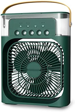 Mini Portable Air Conditioner, Usb Evaporative Cooler, 3 Speed Adjustment, 7 Color Led Humidifier, Office And Outdoor Dual Use (Green)
