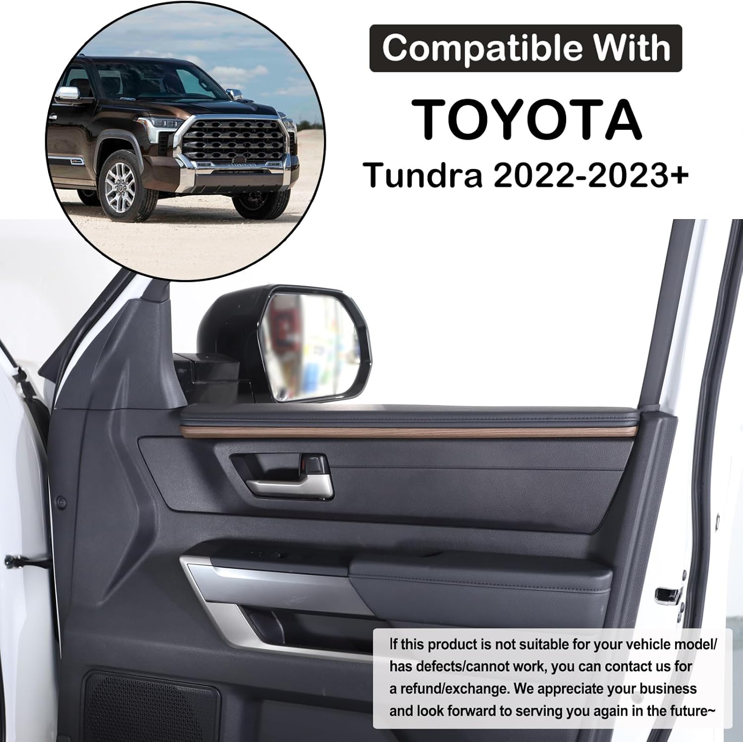 Aunginsy Car Inner Door Panel Strips Trim Compatible with Toyota Tundra 2022 2023 2024 2025 Pickup Truck Front Rear Door Armrest Panel Molding Decorative Cover Protector ABS Interior Accessories