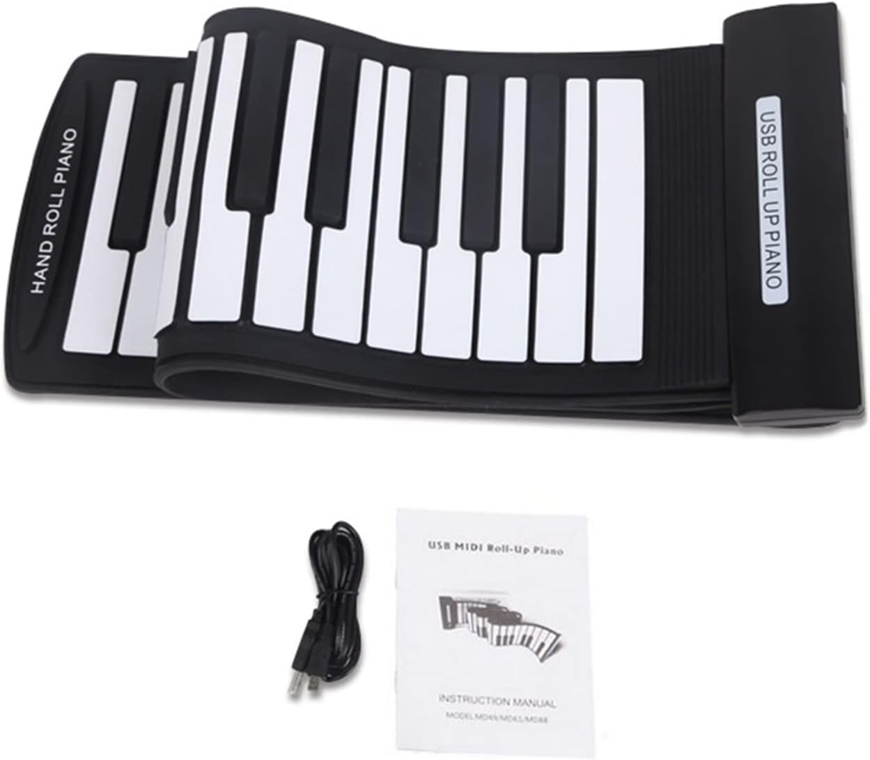 FLFL Electronic Folding Piano Mini Portable 61 Keys Flexible Roll-Up Piano USB MIDI Electronic Keyboard Hand Roll Piano Keyboard Instrument