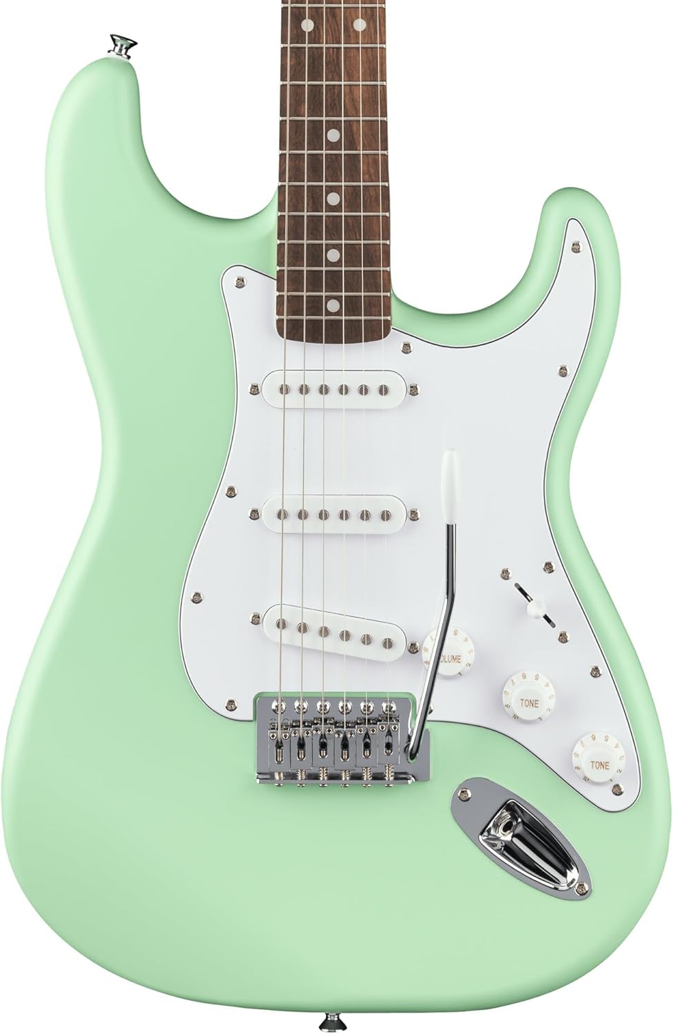 Fender Squier Stratocaster Electric Guitar - Surf Green Bundle with Fender Frontman 10G Amplifier, Gig Bag, Cable, Strap, Picks, and Austin Bazaar Instructional Video