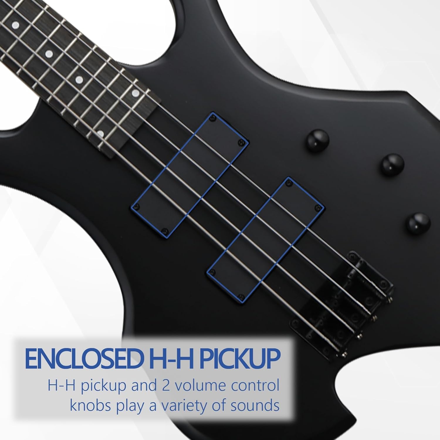 Ktaxon Electric Bass Guitar Burning Fire Style Bass Set with Portable Bass Bag, Premium Cable, Adjustable Guitar Strap, Wrench Tool, Plectrum(Matte Black)