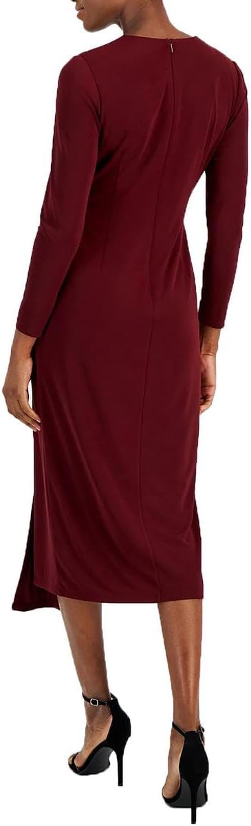 Anne Klein Womens Shirred O Ring Midi Dress