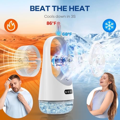 Portable Air Conditioners, 3 In 1 Personal Air Conditioner,3 Speeds USB Mini Air Cooler with 400ML Water Tank for Bedroom, Office, Living Room