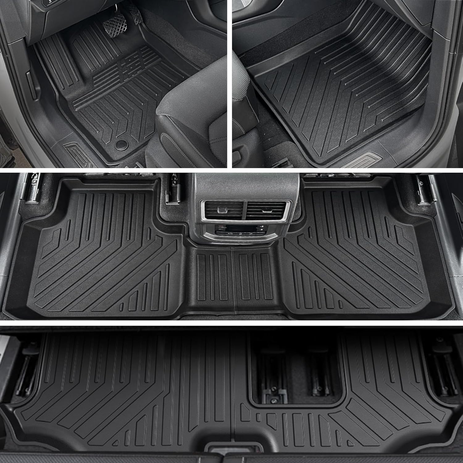Floor Mats Set for 2018-2025 2026 Volkswagen VW Atlas 7 Seats Bench Seating Car Mat Accessories(Not Fit Cross Sport), All Weather TPE Cargo Liner Trunk Mat(Floor Mats+2-in-1 Cargo Mat)