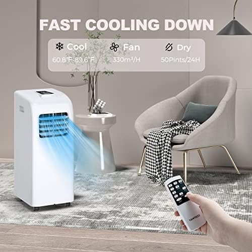 ARLIME Air Conditioner Portable 8,000 BTU w/Remote Control, Built-in Dehumidifier & Fan Modes, Quite Single Room AC Unit Cools Room Up to 200sq. ft., Floor Air Conditioner for Office, Dorm, Bedroom