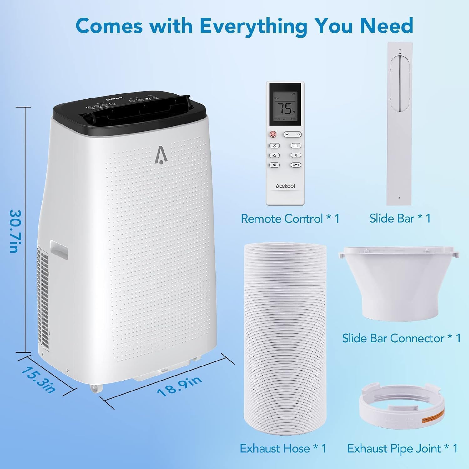 Portable Air Conditioners 14000 BTU, Energy Efficient AC with Remote Control & 24H Timer, Ultra Quiet Cooling Unit for Large Rooms Up to 750 Sq. Ft, Office, Bedroom, Grey
