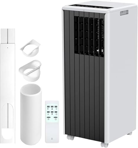 8,000 BTU Portable Air Conditioner, 3-in-1 Portable AC - Built-in Cool, Dehumidifier & Fan, Cools up to 350 Sq.Ft, Floor Quiet AC Units with Remote, 24H Timer, Caster Wheels for Home/Office, Gray