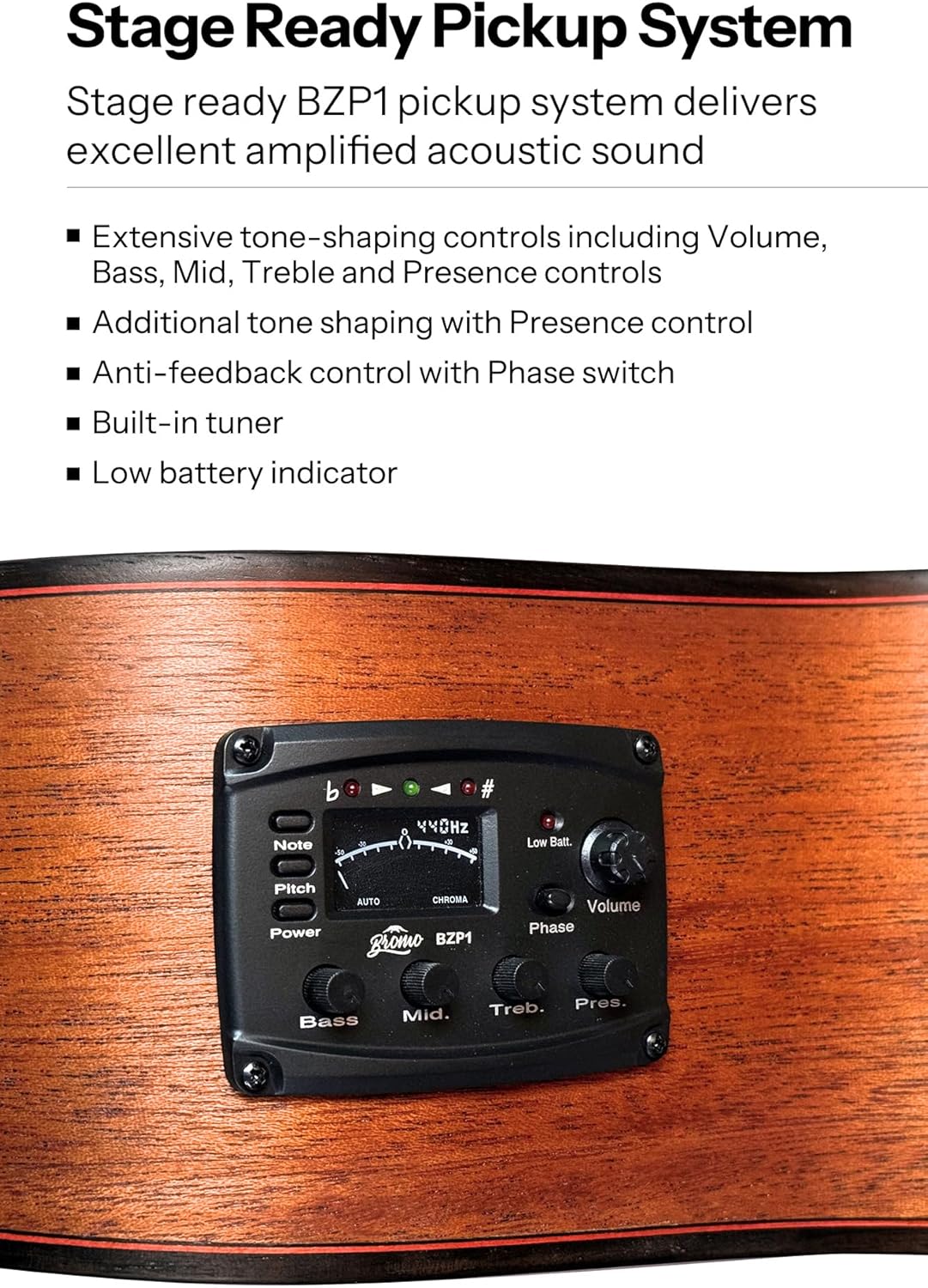 Bromo BAT 4MCE SG Solid Top Dreadnought Acoustic Guitar