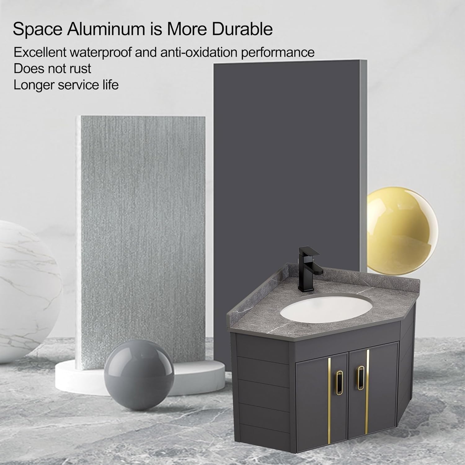 Sink,Corner Bathroom Vanity Cabinet with Sink, Wall Mount Bathroom Sink for Small Space, Utility Washing Hand Basin Design, for Home Kitchen Patio Room,One Color-Black White