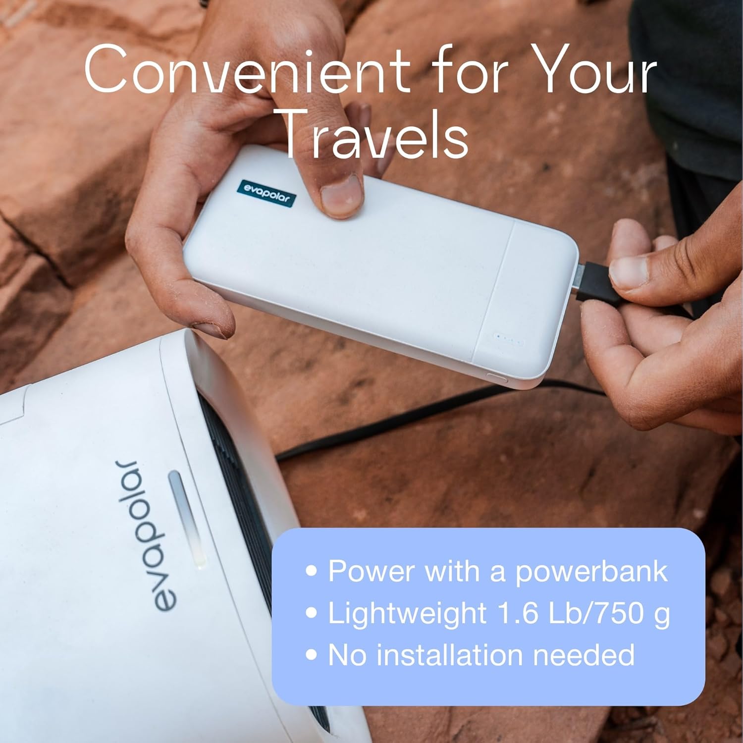 Evapolar evaCHILL Portable Air Conditioners - Portable AC Unit - Small Personal Evaporative Air Cooler & Fan for Desk, Office, Car, Camping, Grey