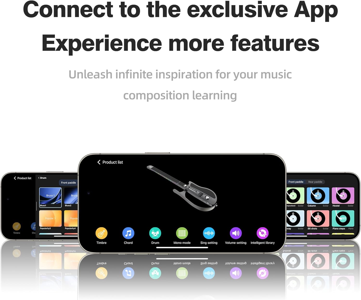 Stringless Electric Smart Guitar,Foldable & Portable,Travel Backing Guitarra for One-Man Band,Chord Generator,App Interactive Chord Sheets,Easy to Play (Pink)