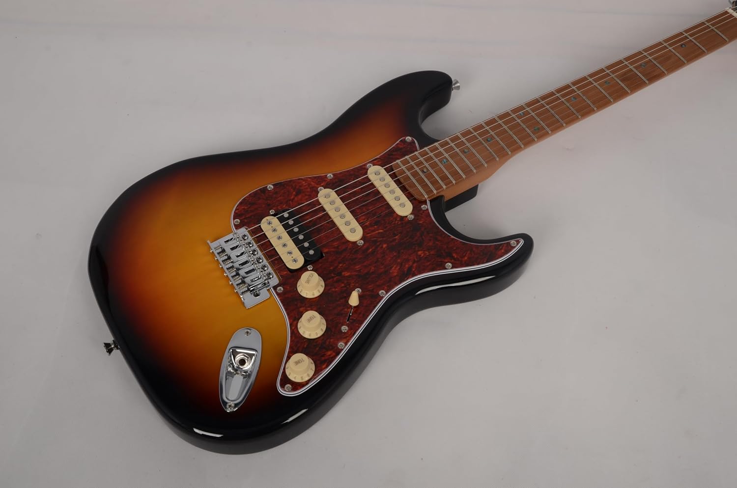 Electric Guitar by ST Series, Full Size Solid Body, Roasted Basswood Body, Roasted Maple Neck, Gig Bag Included
