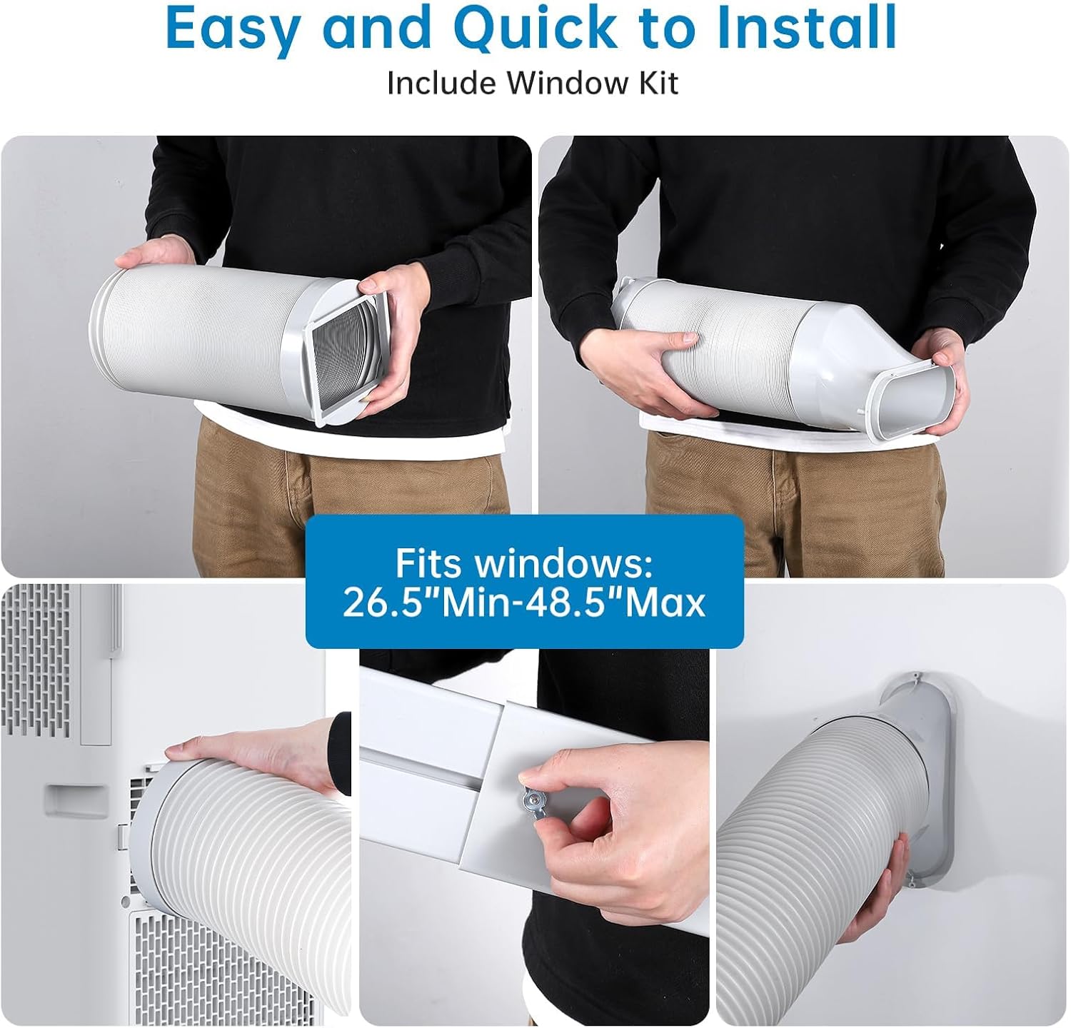 Portable Air Conditioners, 8000 BTU Portable AC for Rooms Up to 350 Sq.Ft. 3-In-1 Unit with Quick Cooling, Dehumidifying, 3-Speed Fan, 24H Timer/Remote Control/Ultra Quiet, White & Black