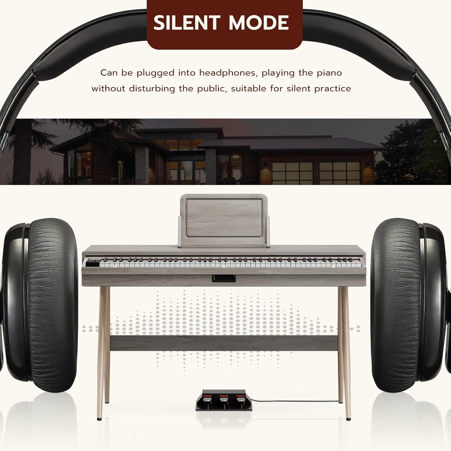 UMOMO 88 Key Weighted Digital Piano, Both Desk & Vanity Desk Piano, 88 Key Progressive Hammer-action Keyboard Piano for Beginners with MIDI, Gray