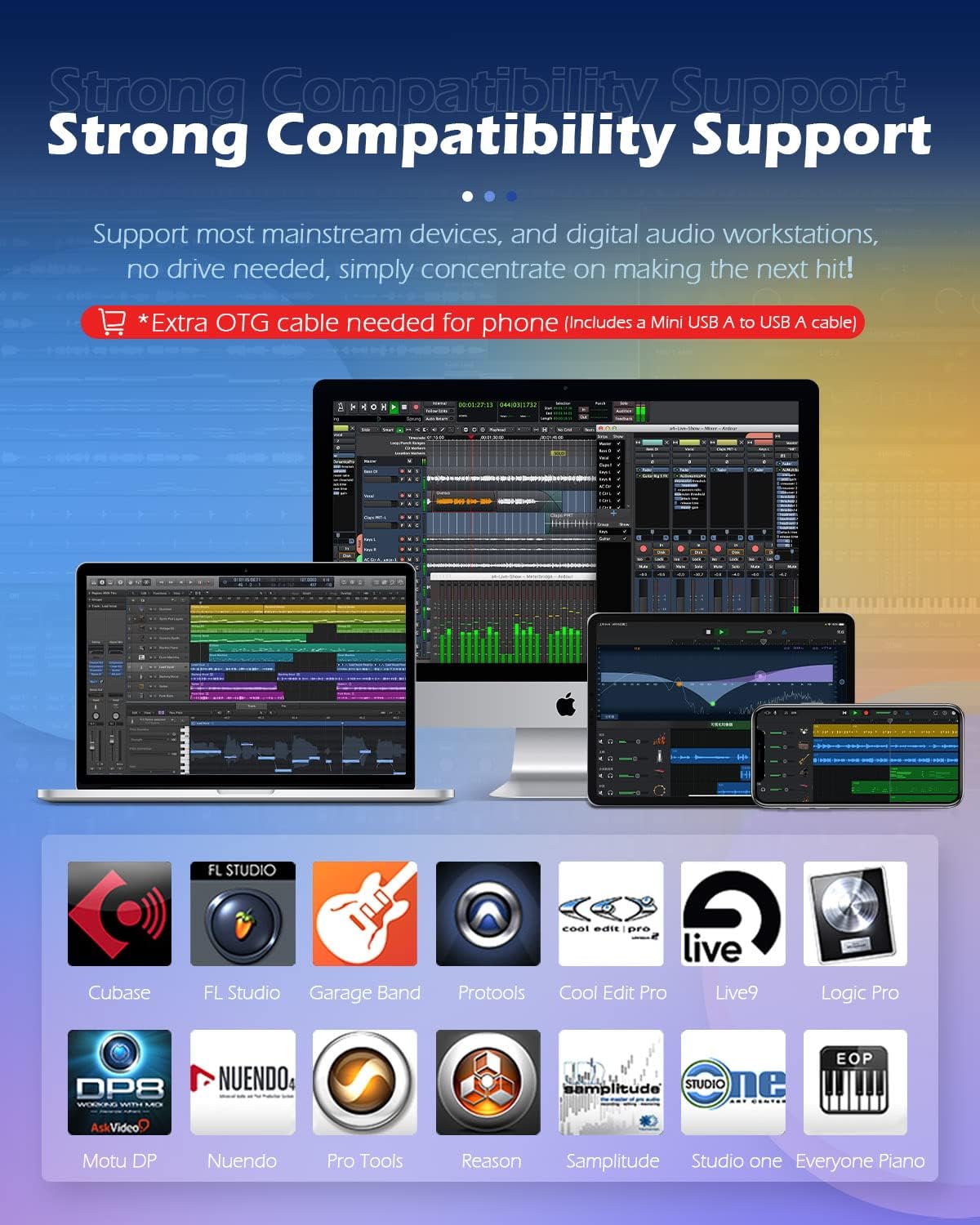 Vangoa MIDI Keyboard Controller 25 Keys and Electric Violin 4/4 Black