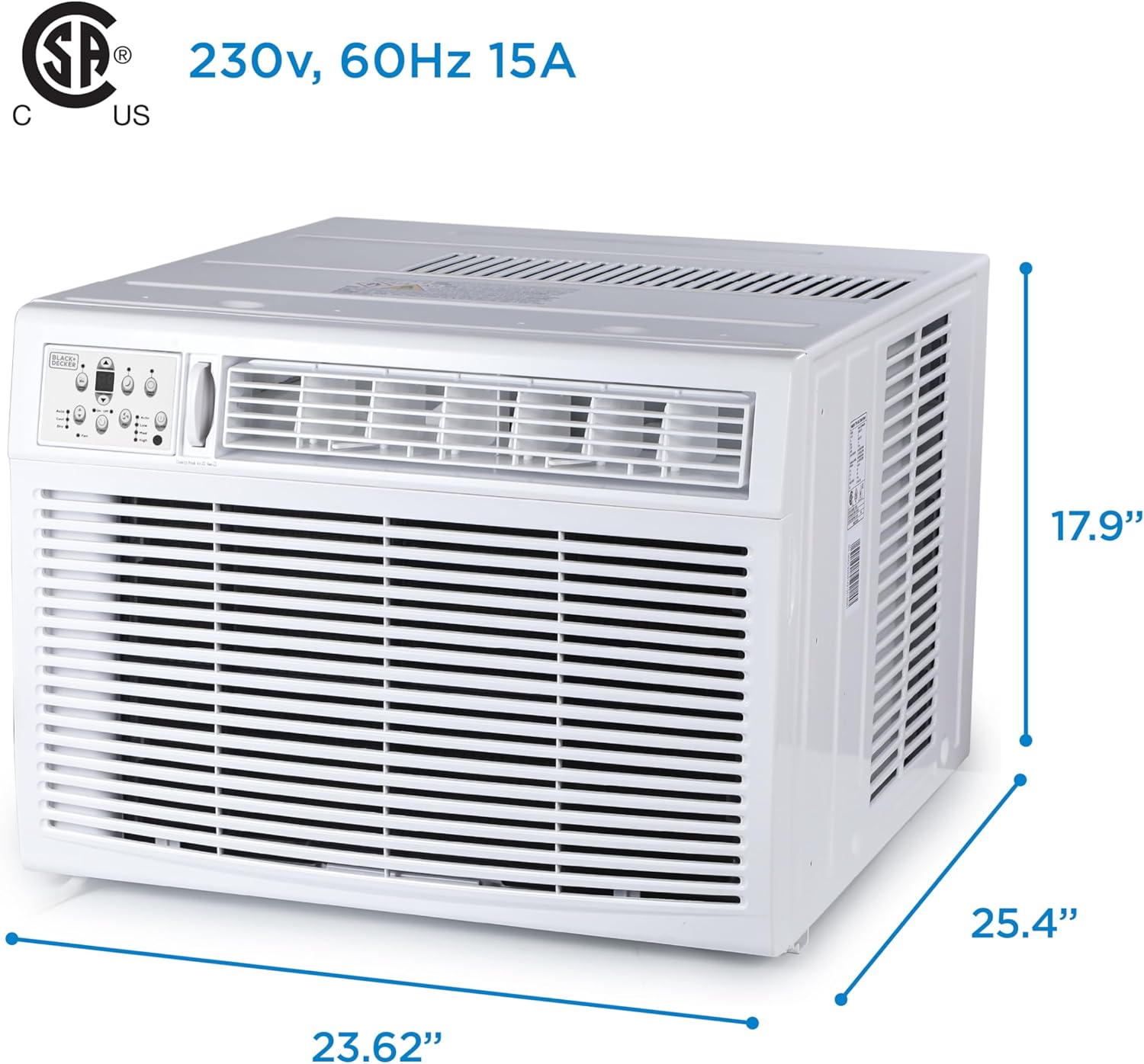 BLACK+DECKER Window or Through The Wall Air Conditioner 18000 BTU, AC Window Unit Cools Up to 1000 Square Feet, Window AC Unit with Remote Control, 3 Cooling Speeds and Fan Only, BD18WT6, White