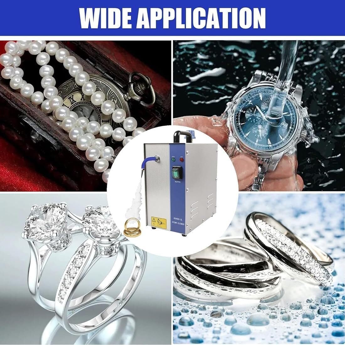 Electrical Steam Jewelry Cleaner Machine, Jewelry Steam Cleaner Machine, Gold Silver Jewelry Cleaning Machine with Heater, for Rings, Watches, Earrings, Outlet Temperature: 135°C (Size : 2L)