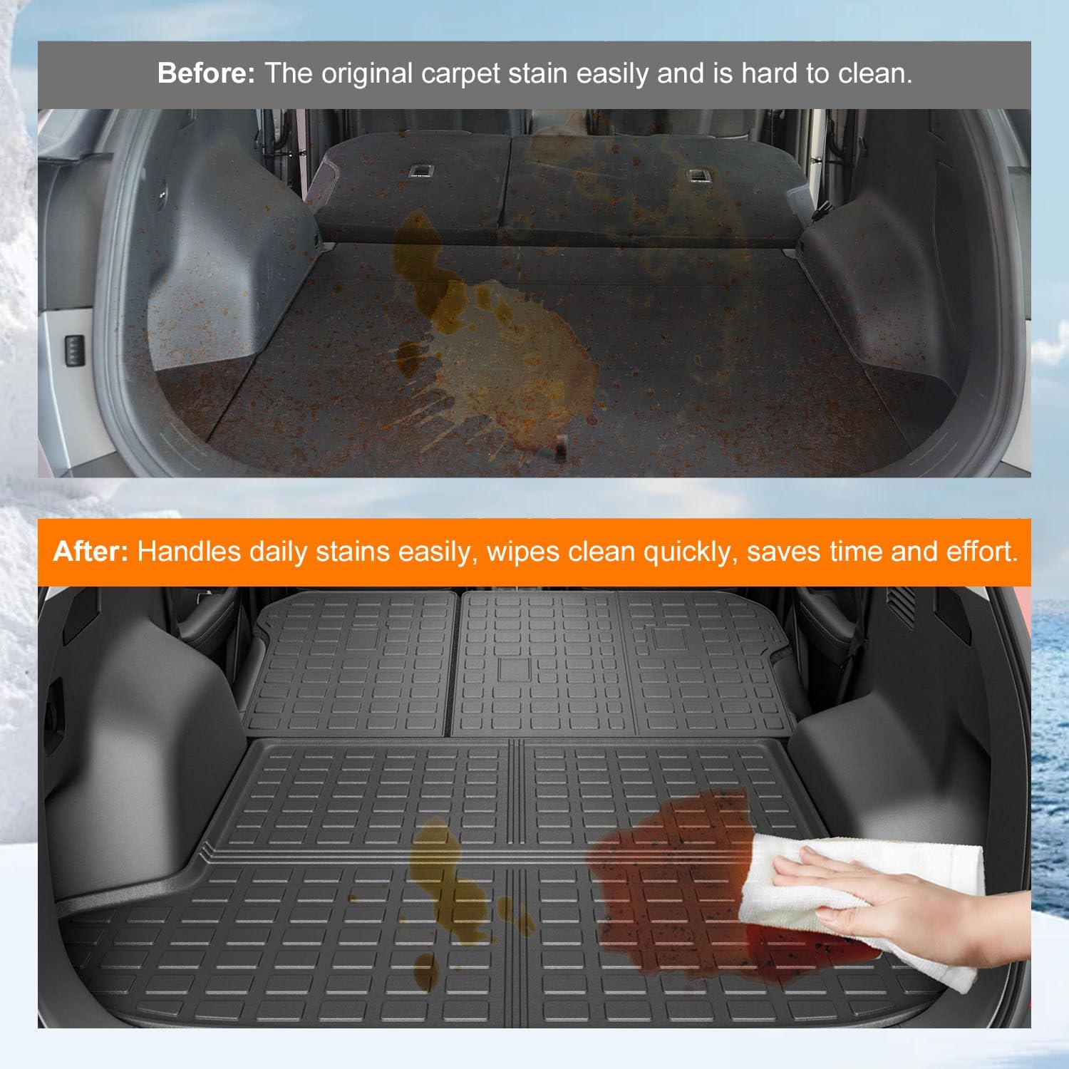 powoq Fuel&Hybrid Cargo Mat Compatible with 2023-2026 Kia Sportage Cargo Liner Trunk Mat TPE Backrest Trunk Liner Replacement for 2023 2024 2025 2026 Kia Sportage Accessories