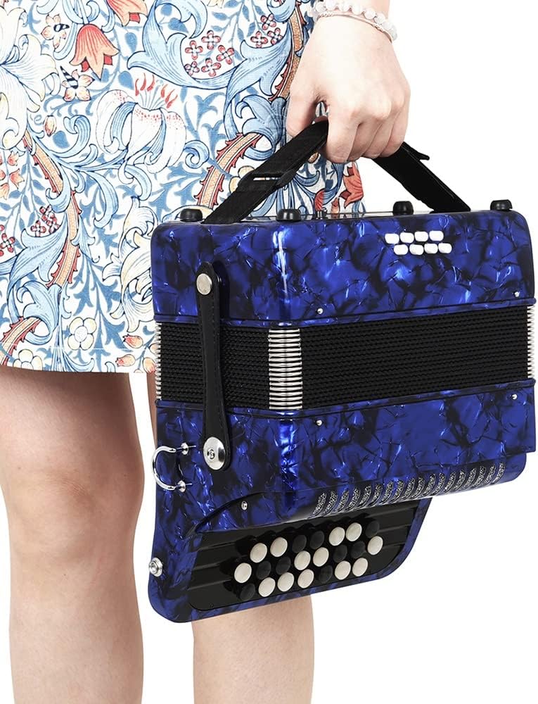 22 Keys 8 Bass Accordion Concertina, Music Accordion Instrument, with Strap and Accordion Backpack, Excellent Gift for Children and Friends