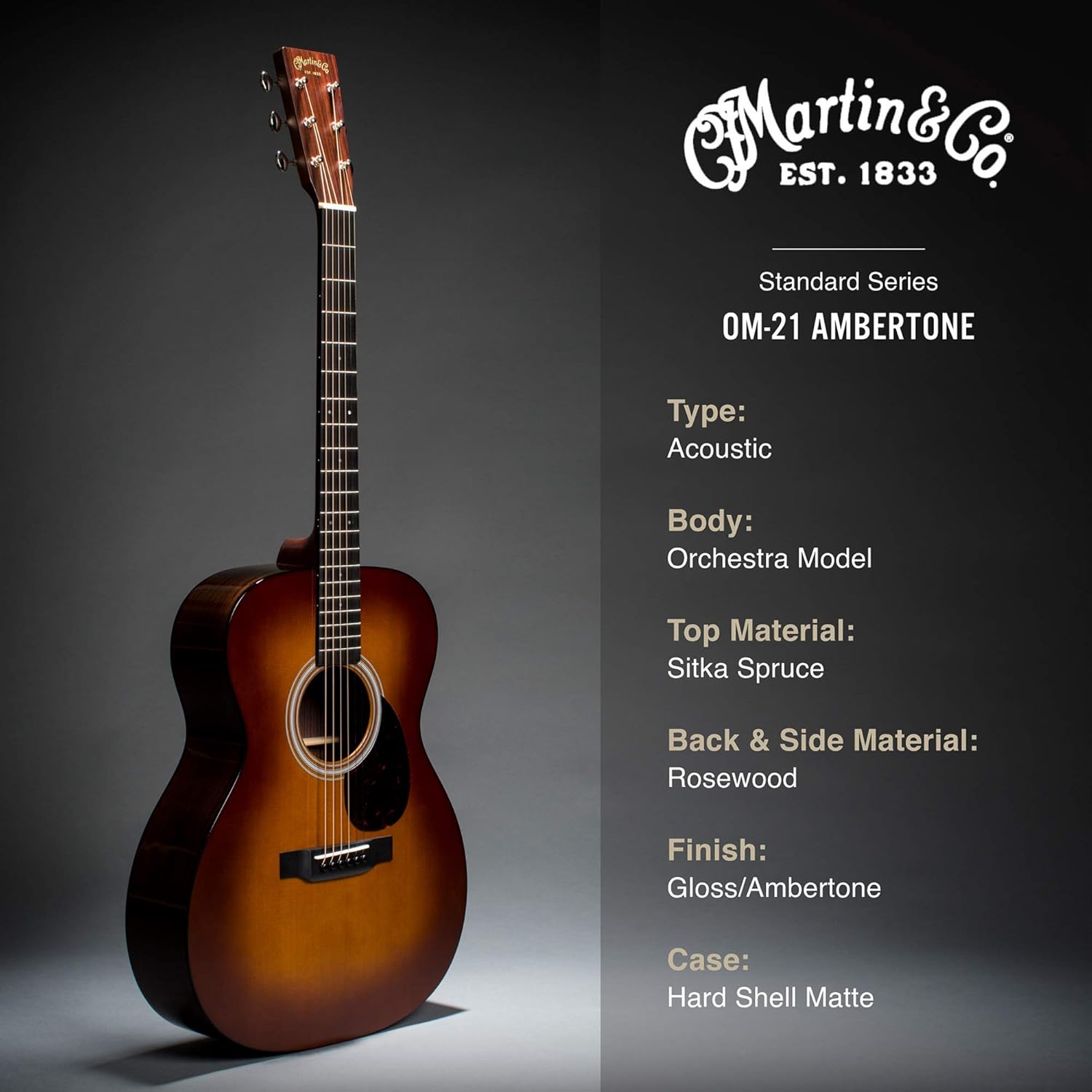 Martin Guitar Standard Series Acoustic Guitars, Hand-Built Martin Guitars with Authentic Wood OM-21