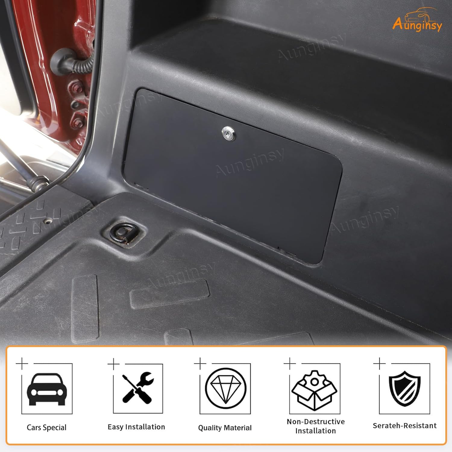 Aunginsy Trunk Storage Safe Box Panel Compatible with Toyota FJ Cruiser 2007-2021 Trunk Security Lockbox Cover Trunk Left Side Inserts Hidden Storage Box Lockbox Panel Cover with 2 Keys Accessories
