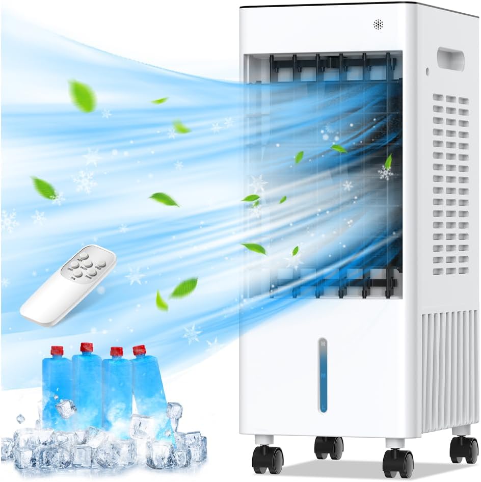 Portable Air Conditioners, 3-IN-1 Portable AC Unit w/2.6 Gal Tank for 24H Cooling, 4 Modes & 3 Speeds, Windowless Air Conditioner w/7.5H Timer, Smart Remote, Swamp Cooler Air Conditioner for Bedroom