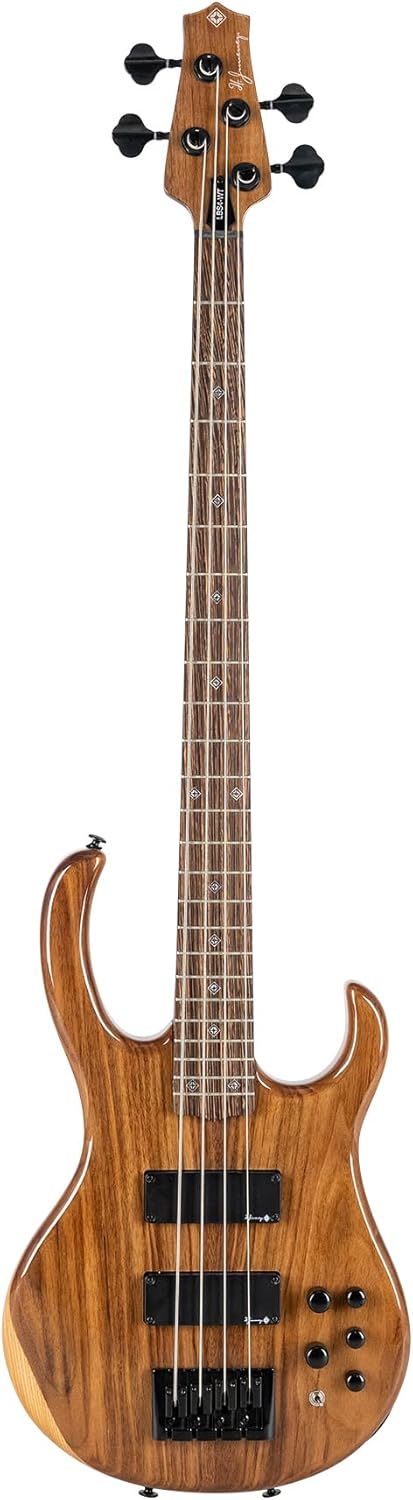 H. Jimenez 4 String Glossy Natural Walnut Top Bass Guitar With Deluxe Padded Gig Bag (LBS4-WT)