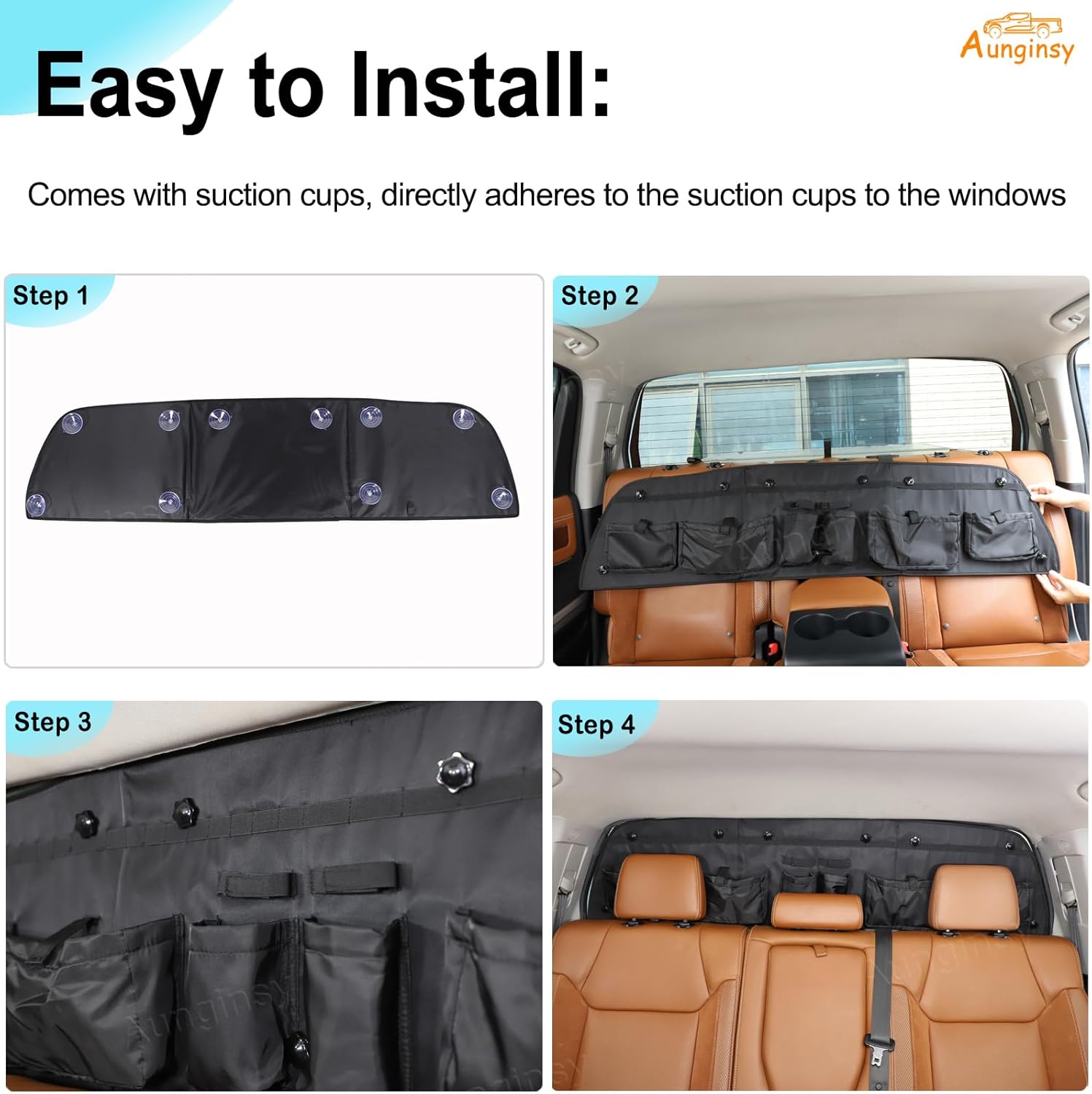 Aunginsy Trunk Organizer Storage Bag Compatible with Toyota Tundra 2014-2021, Pickup Rear Tailgate Window Hanging Luggage Storage Bag Back Door Panel Organizer Cargo Pockets Box Expansion Accessories