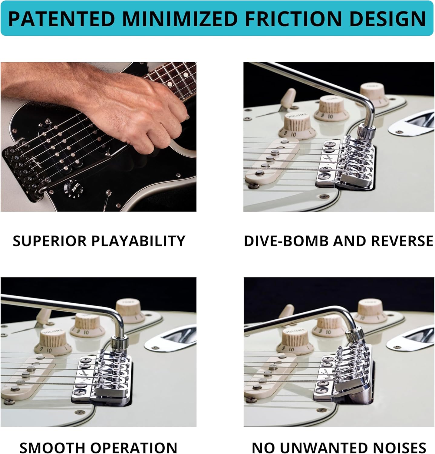 Vega-Trem VT1 Standard 6-Screw Black Stratocaster Guitar Tremolo and Vega-Trem VT2ND Teletrem Classic Telecaster Guitar Tremolo bundle - Bridge For Strat Bridge For Tele with logo