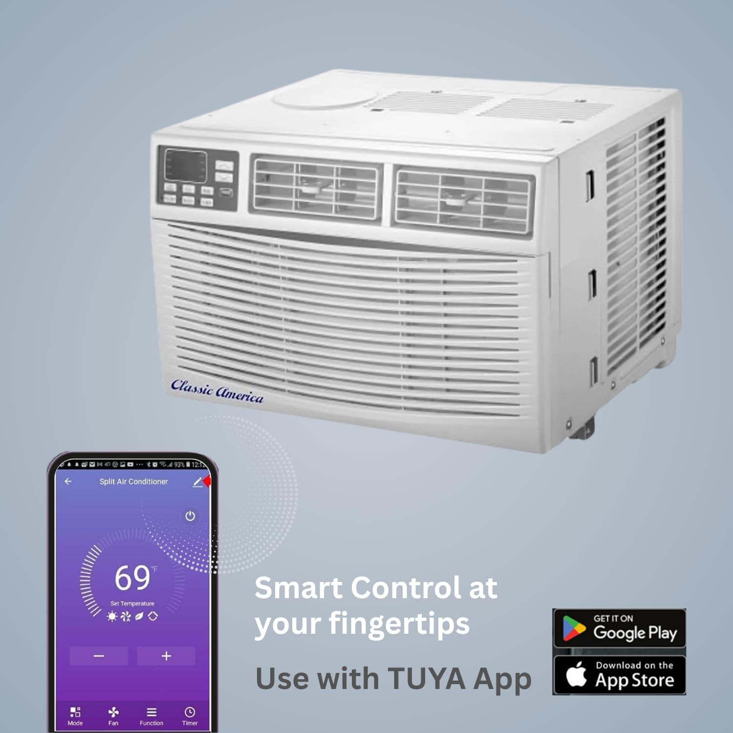 Vtronix Classic America 8000 BTU WiFi Enabled, Alexa Ready, Energy Savings - Window Mounted Air Conditioners Unit (10.9 CEER 120 VAC), White, Cool Only