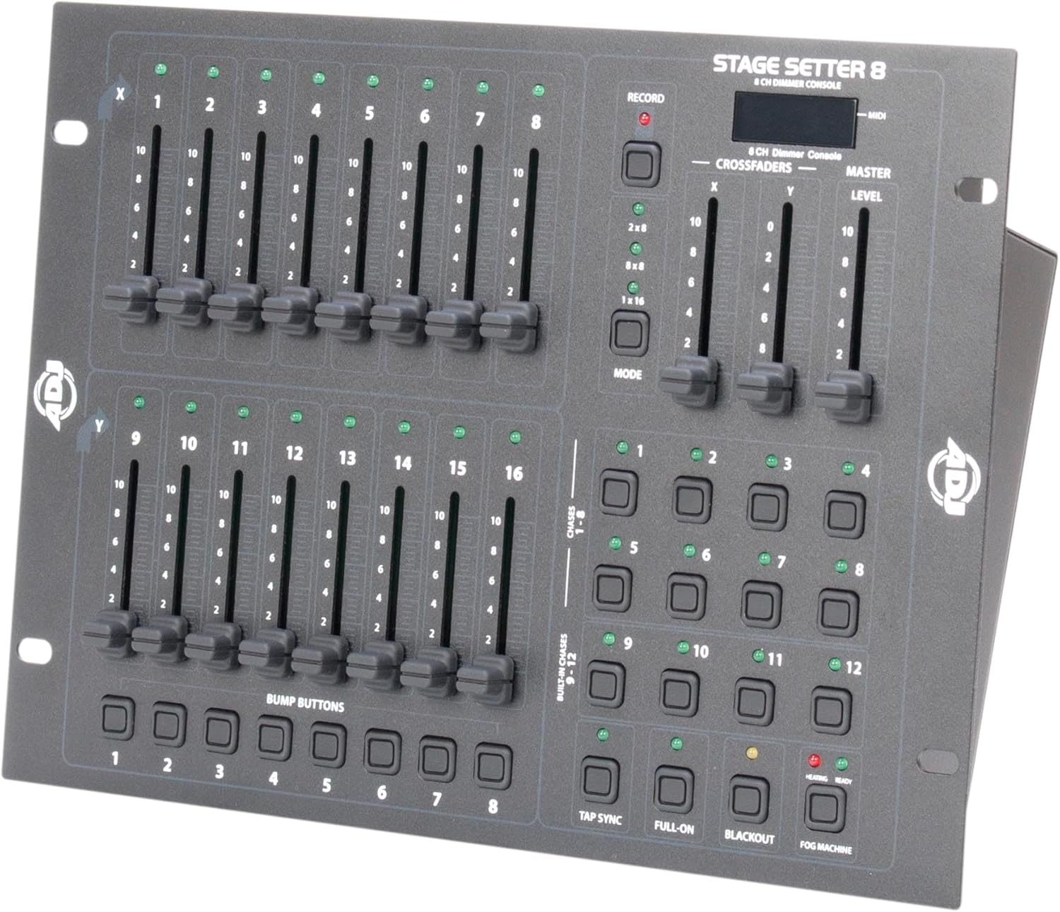 American DJ Lighting Control Bundle with STAGE SETTER 8 DMX Controller 16-Channel Par Can and Fog Machine Control with Programs MIDI Compatible, Rockville RDX3M25 25 ft OFC DMX Cable (2 Items)