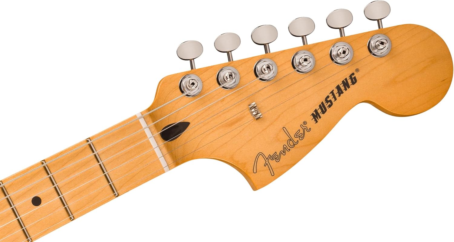 Fender Player II Mustang - Hialeah Yellow Bundle with Gig Bag, Strap, Cable, 3-Pack Picks and Guitar Cleaning Kit