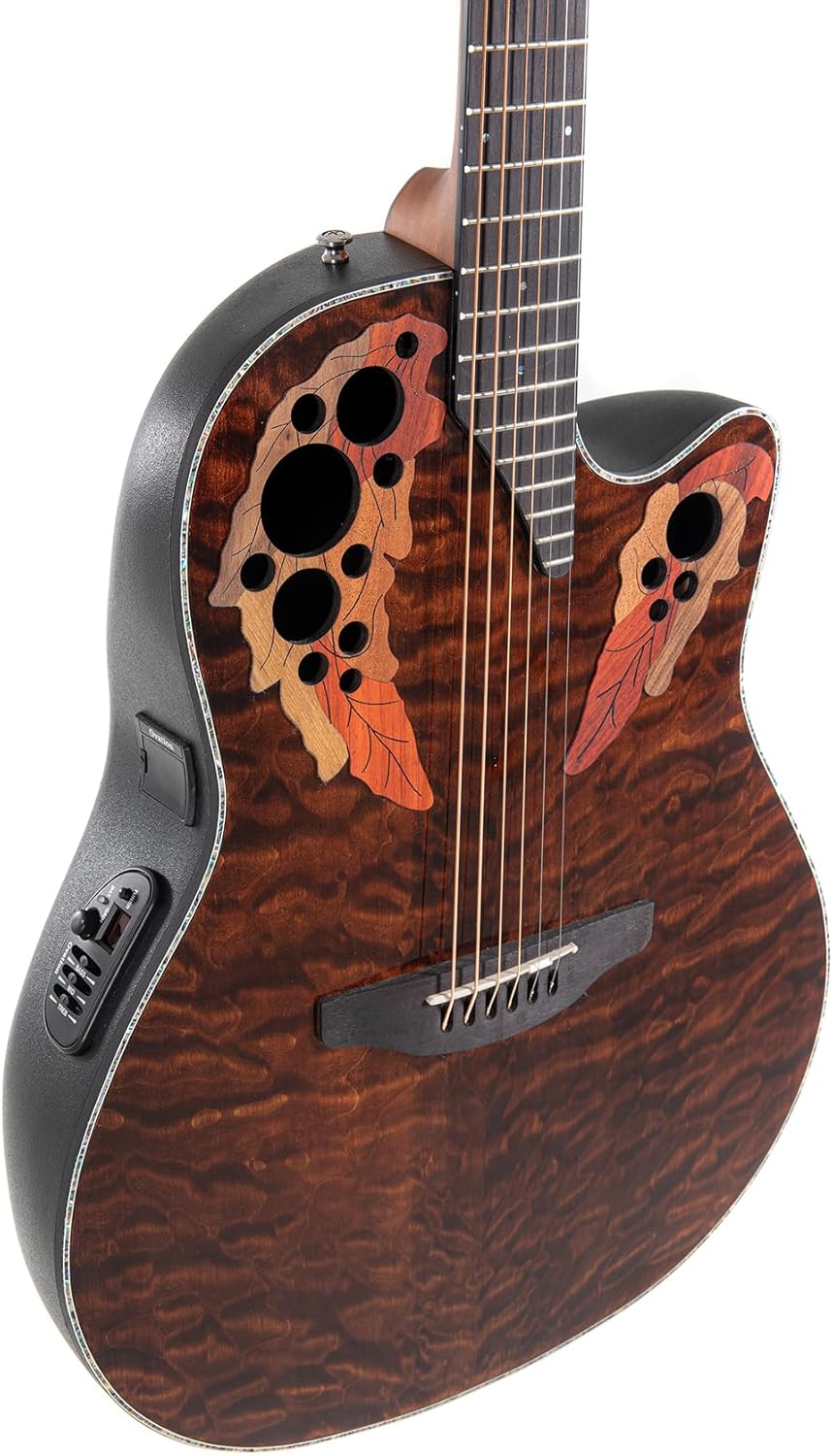 Ovation Celebrity Elite Plus CE44P-TGE A/E Guitar - Dark Tiger Eye, Black