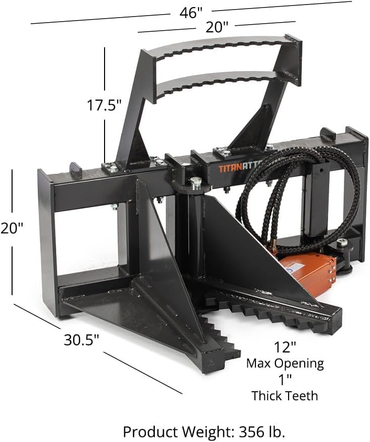Titan Attachments Post and Tree Puller Attachment with Push Bar, 3,000 PSI Hydraulic Cylinder, Universal SSQA Landscape Removal Tool for Trees and Fence Posts, Skid Steer Accessories