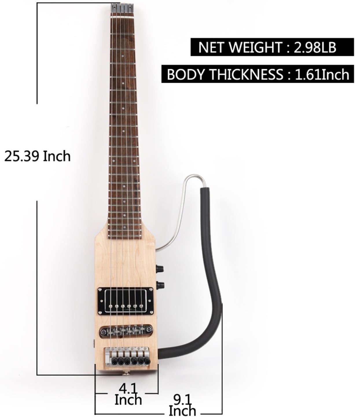 Ultra Light Headless Electric Silent Travel Guitar Portable Foldable Guitare Guiter Professional Headless Guitar (Color : 01)