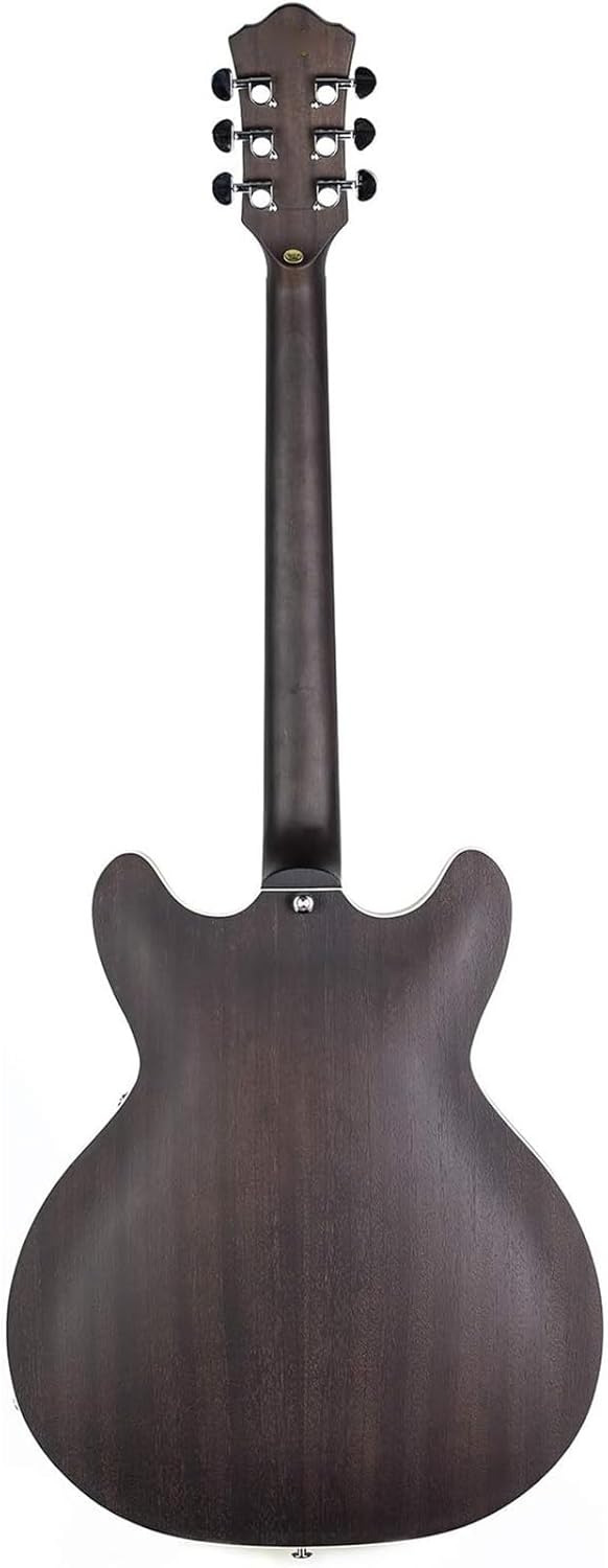 Beginner Electric Guitar Kits Jazz Electric Guitar Flame Maple Top Semi Hollow Body Matte Finished With Pickups(Gray)