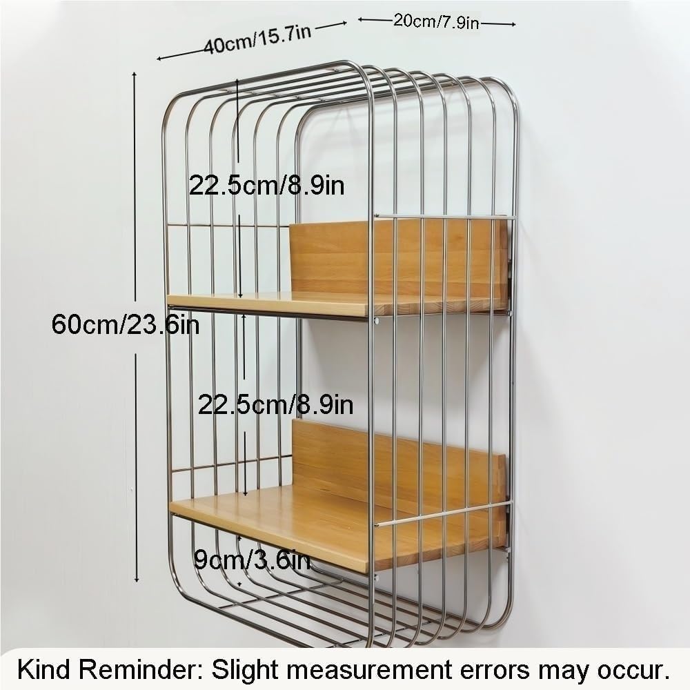 Multifunction Floating Wall Shelves with Multi-Layer Design, Square Metal Wall Mounted Shelf Rack for Bathroom Bedroom Office Kitchen Storage Display