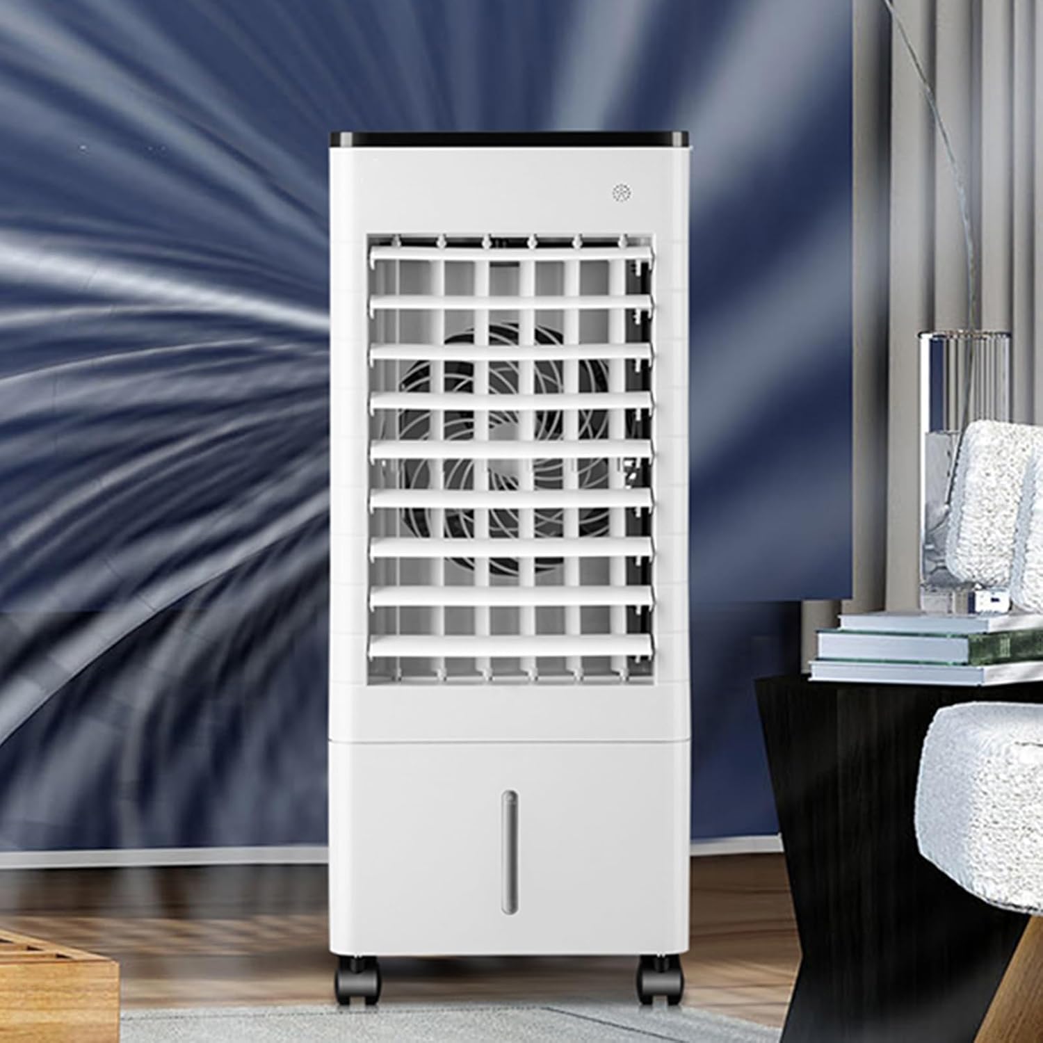Evaporative Air Cooler, 1.5 Gal Tank, 3-in-1 Windowless Portable Air Conditioner with Remote, Quiet Swamp Cooler, 6 Ice Packs, 15 Hour Timer, Ideal for Home, Office, Bedroom, Kitchen