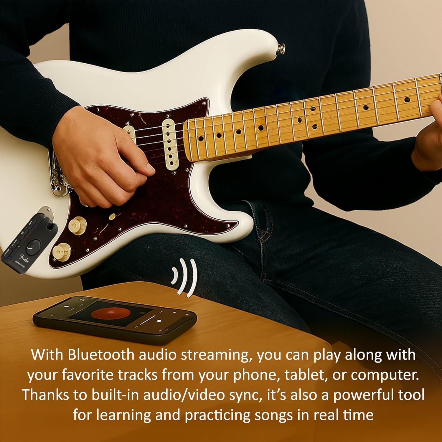 Fender Mustang Micro Personal Guitar Amplifier Bundle with Austin Bazaar Exclusive 12-Pack Picks and Instructional DVD