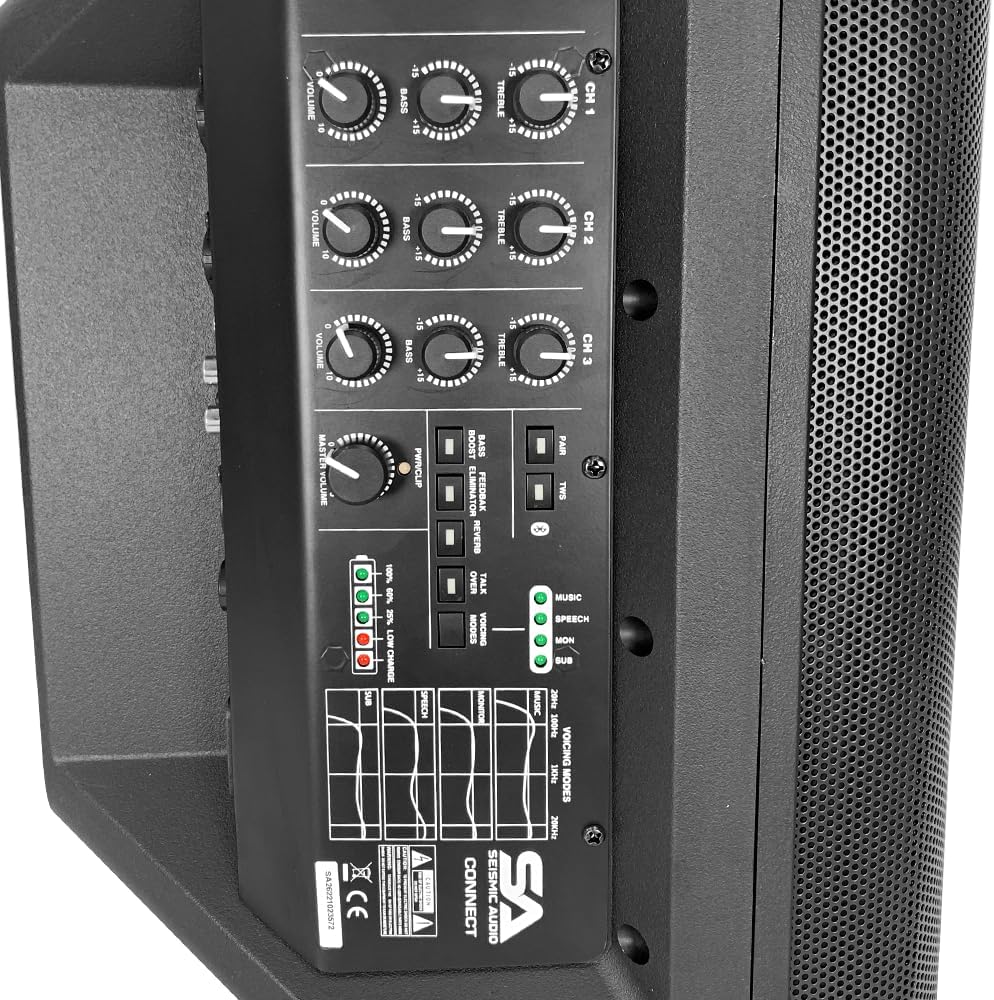 Seismic Connect - Portable Powered 8 Inch 2-Way Rechargable PA Speaker - Class D Amp | TWS Connectivity | DSP | All-in-One PA System