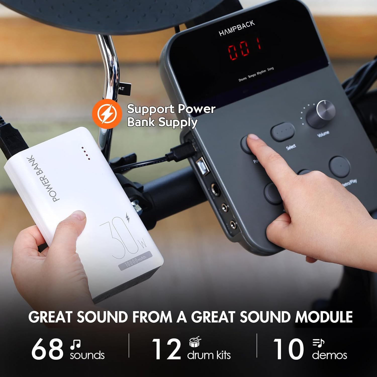 MK-0 PRO Electric Drum Set with 7'' Mesh Drum Pads, 8'' Full Rubber Cymbals, 5'' Bass Drum, 12 Kits and 68 Authentic Sounds, USB MIDI, Throne, Sticks, Headphone, Suitable for Beginners & Kids