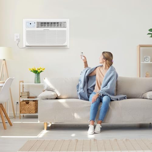 Keystone 12,000 BTU Wall Mounted AC Unit and Dehumidifier, 115V, Wall Unit for Bedroom, Bathroom, Nursery, and Medium Sized Rooms up to 550 Sq.Ft., AC Wall Unit with Remote, Quiet, High Efficiency AC