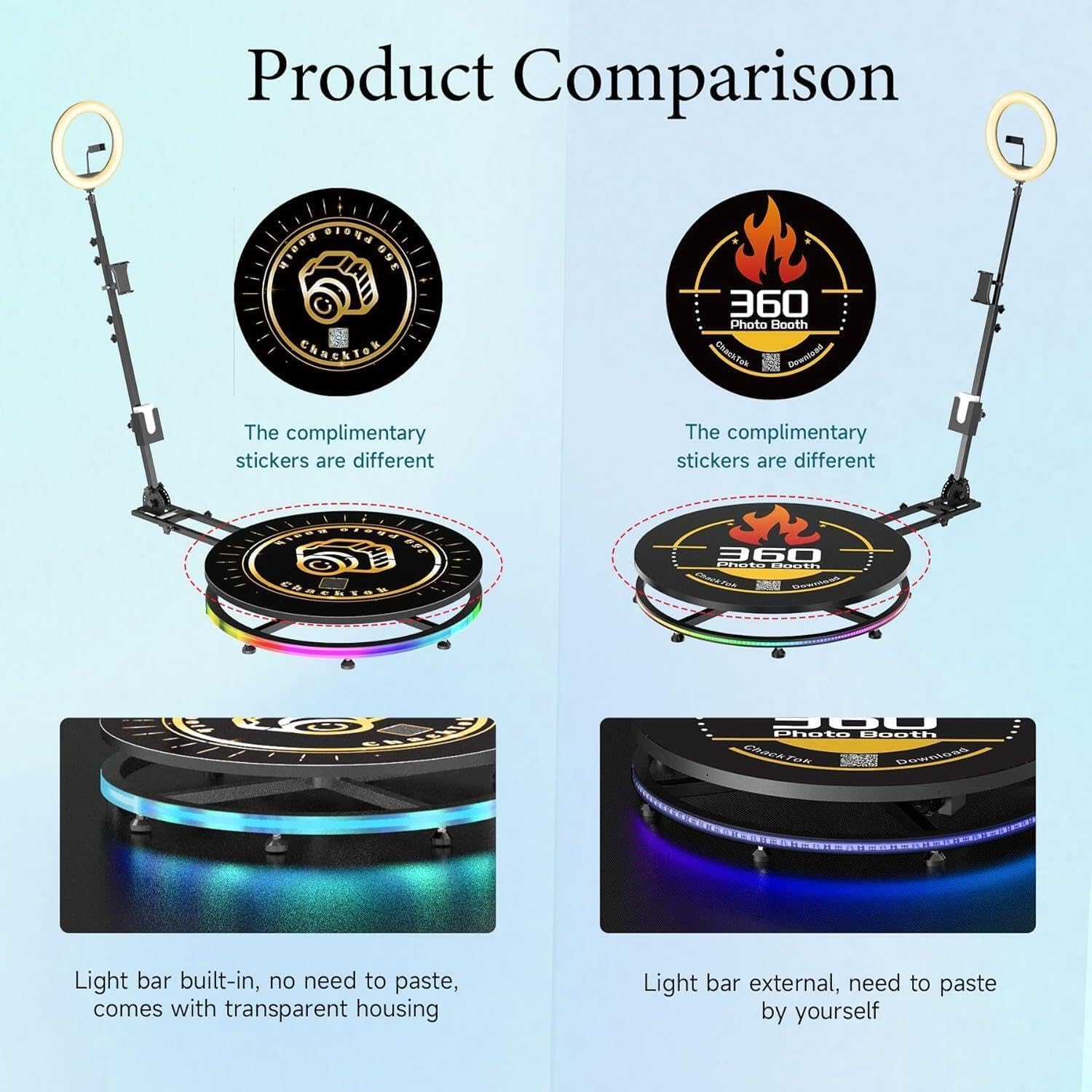 360 Photo Booth Machine for Parties with Light Box RGB,PhotoBooth Chacktok VIP,Software APP Remote Automatic Slow Motion Rotating 360 Video Camera Booth for 4-6People(39.4