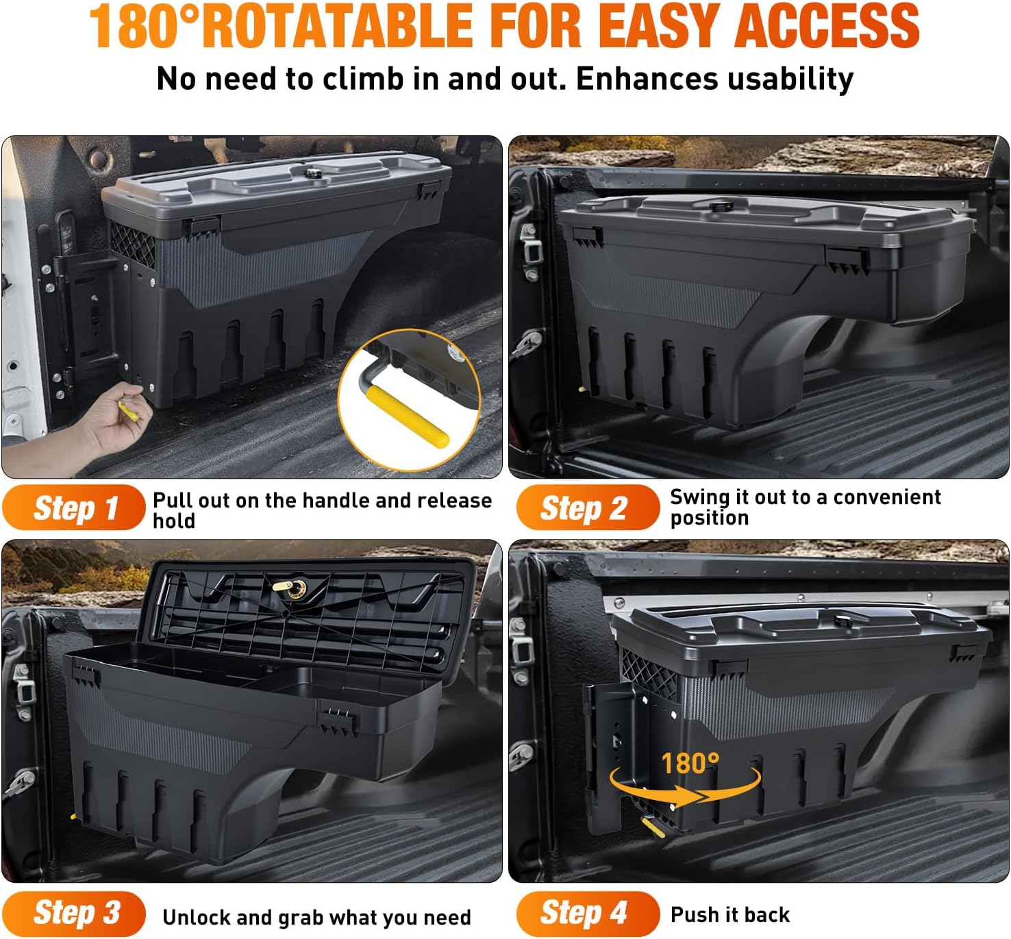 Nilight Truck Bed Tool Box Left Driver Side Truck Toolbox Fit for Chevrolet Silverado GMC Sierra 1500 2500 3500 2007-2018 Swing Case Truck Bed Storage Box w Lockable Lid Waterproof Wheel Well Toolbox