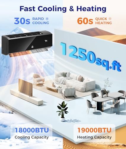 Mini Split Ac/Heating System - 18000 BTU Mini Split Air Conditioner with Heat Pump Wifi Enabled Inverter, 21 SEER2 230V Energy Efficient Precharged Split Ac Unit Up to 1250 Sq.Ft