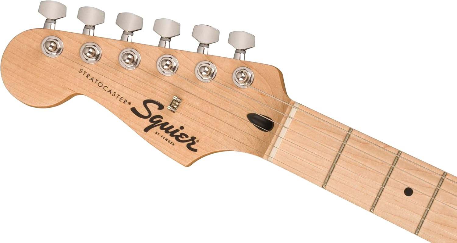 Squier Sonic Stratocaster Electric Guitar, with 2-Year Warranty, Black, Maple Fingerboard, White Pickguard, Left-Handed