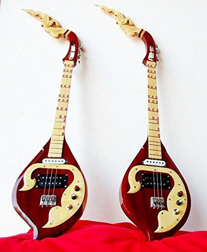 Isarn Electric Phin 3 Strings 3 Track, Thai Lao Guitar Musical Instrument, Traditional Thai Musical Pin 05