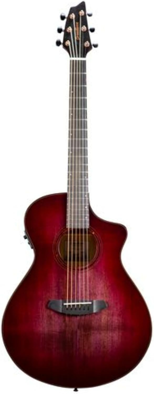 Breedlove Pursuit Exotic S Concert 6-String Myrtlewood Wood Top Acoustic Electric Guitar with Slim Neck and Pinless Bridge (Right-Handed, Pinot Burst)